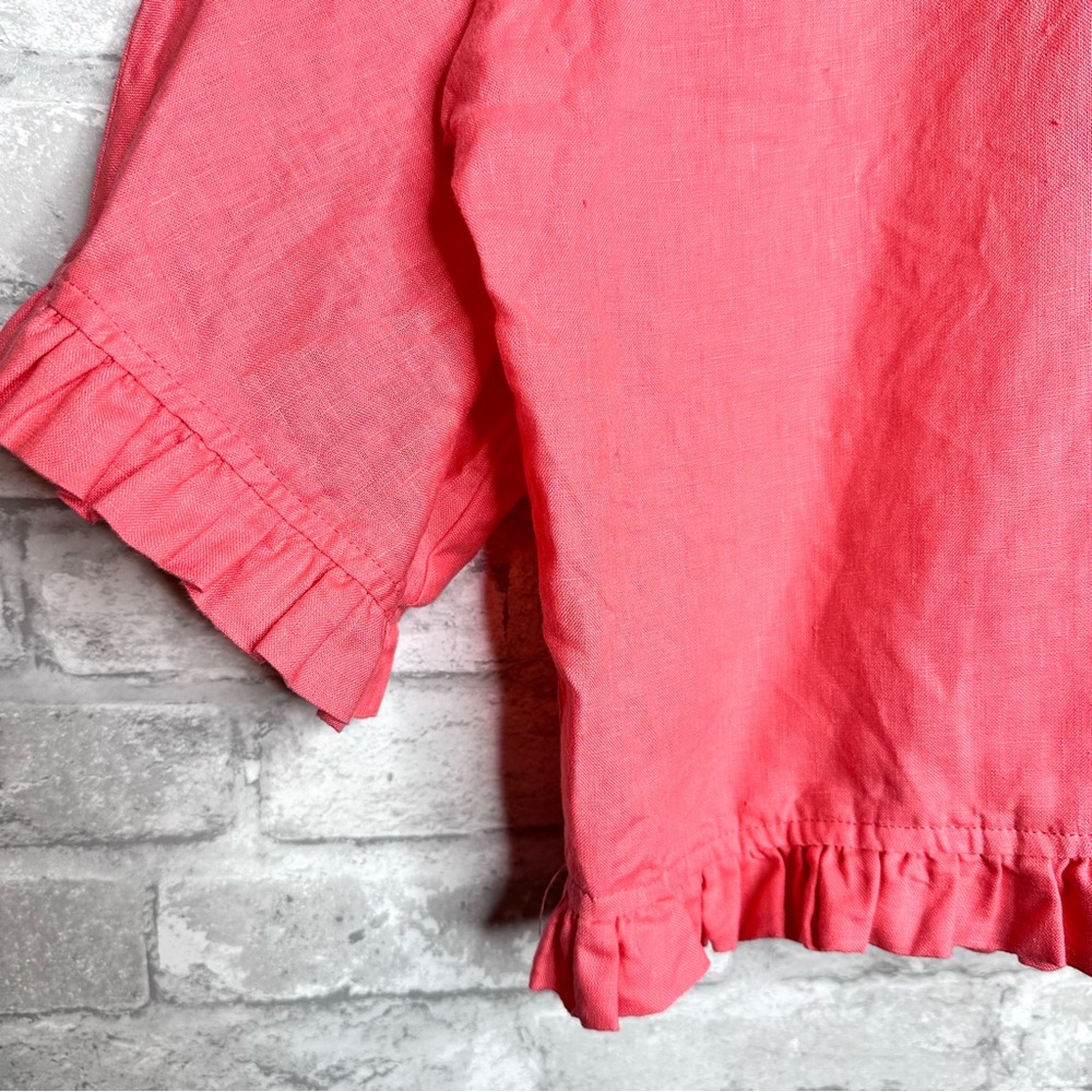 For Cynthia Coral Pink Ruffle Hem Blouse - Picture 2 of 11